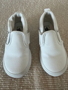 Vans Kids White Slip-On Canvas Sneakers